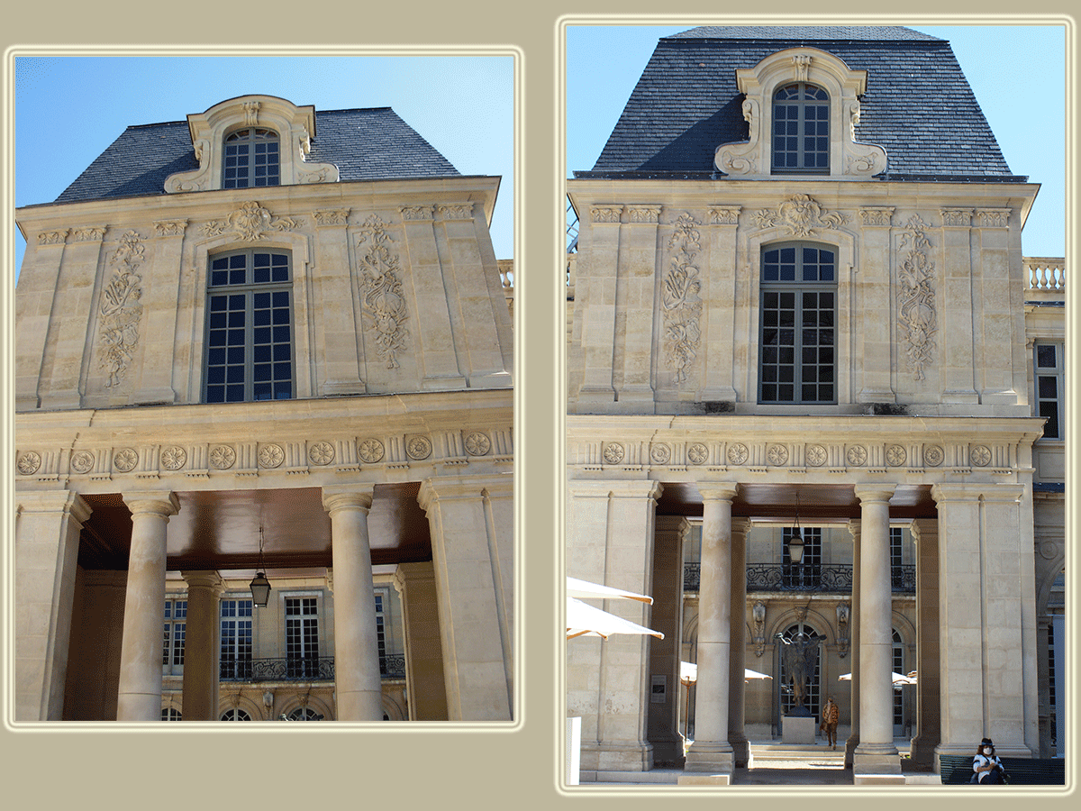 Côté ancienne cour avec l’arc de Nazareth et la façade des drapiers. Musée Carnavalet, 23 rue de Sévigné.