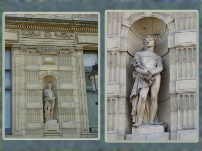 Porte Jaujard et pavillon Jaujard, Louvre. Côté jardin du Carrousel.