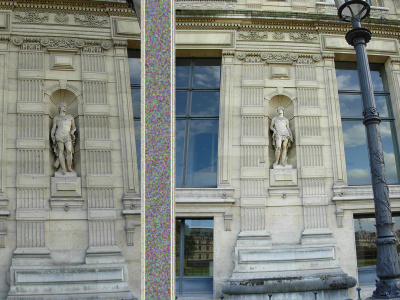 Entre la Porte des Lions et le Pavillon Jaujard, Louvre, côté jardin du Carrousel