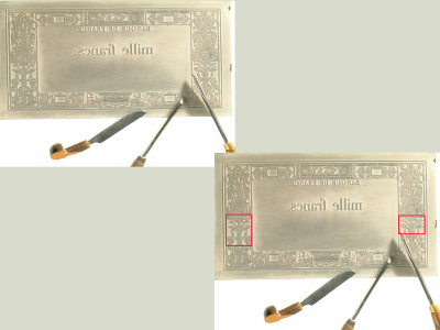 Reconstitution de la gravure d’une plaque d’impression par burins.