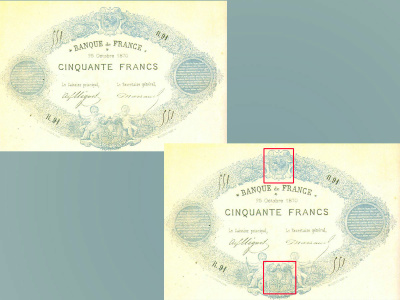Billet de 50 F « type 1870 – Clermont-Ferrand ». Recto.