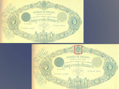 Billet de 500 F « type 1863 ». Recto.