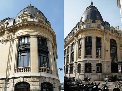 BNP PARIBAS : angle de la rue du conservatoire et de la rue Sainte-Cécile.