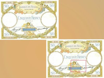 Recto du billet de 50 F « type 1927 Luc-Olivier Merson ».