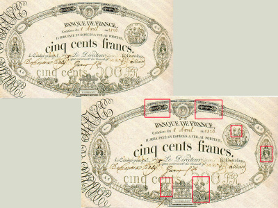 Billet de 500 F « type définitif » 1817. Graveur : Galle.