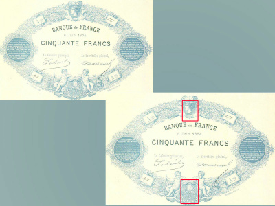 Billet de 50 F « type 1864 ». Recto.