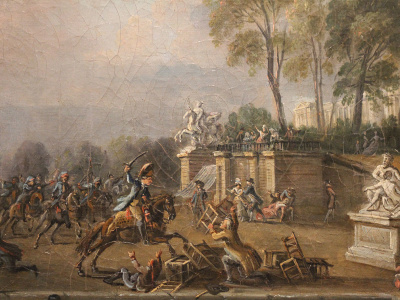 La charge de cavalerie du prince de Lambesc. Musée Carnavalet, 23, rue de Sévigné.