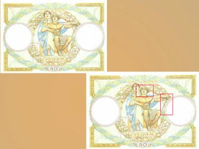 Verso du billet de 50 F « type 1927 Luc-Olivier Merson ».