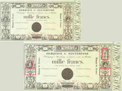 Billet de 1 000 F « type 1837 ». Comptoir de Strasbourg.