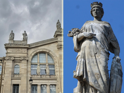 Gare du Nord, statue d'Amsterdam.