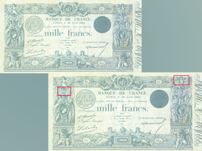 Recto, billet de 1 000 F « type 1862 ».