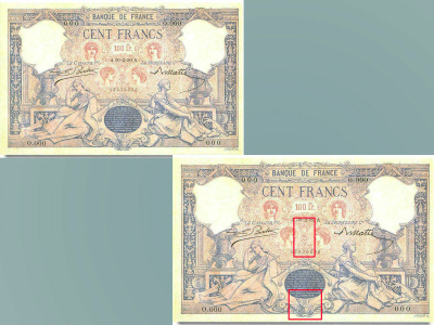Billet de 100 F « type 1888 – bleu et rose », recto.
